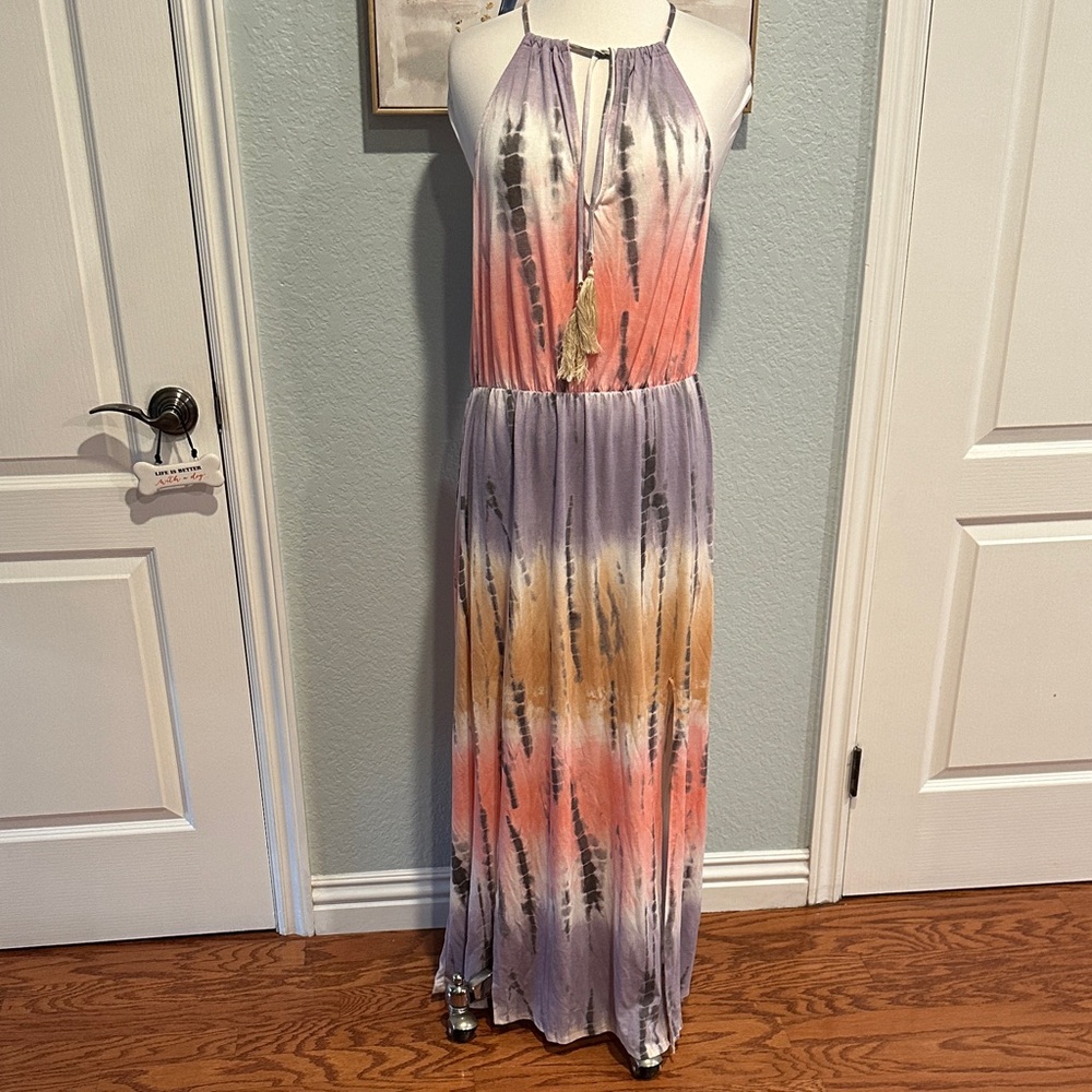 VENUS Sz Large Colorful Tie-Dye Maxi Dress